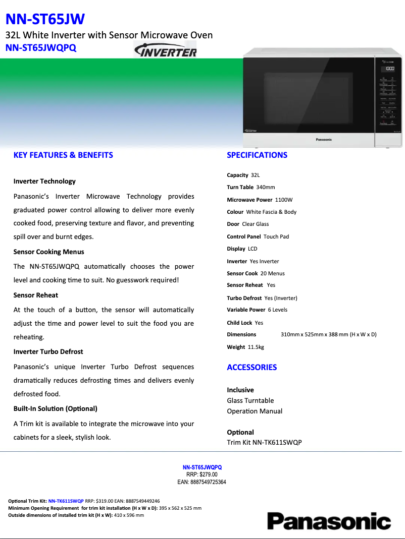 First page image of the manual for Inverter NN-ST65JW
