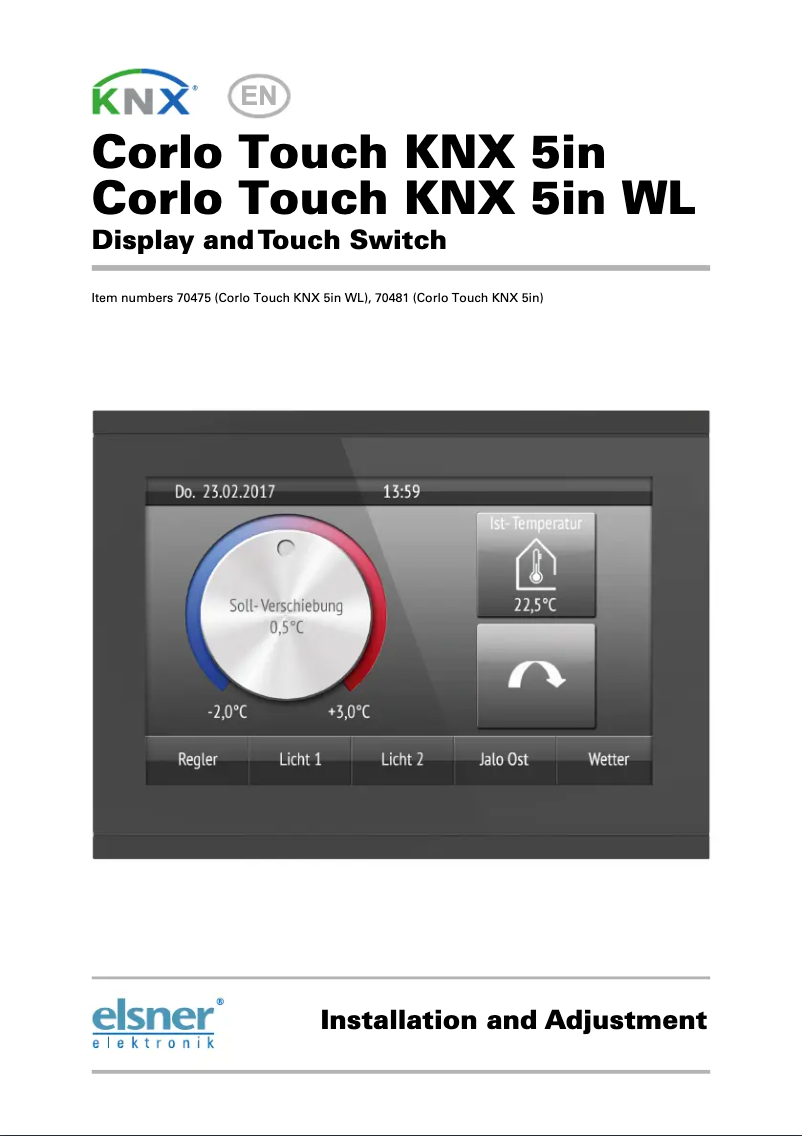 Page 1 of the manual User Manual Elsner Corlo Touch KNX 5in