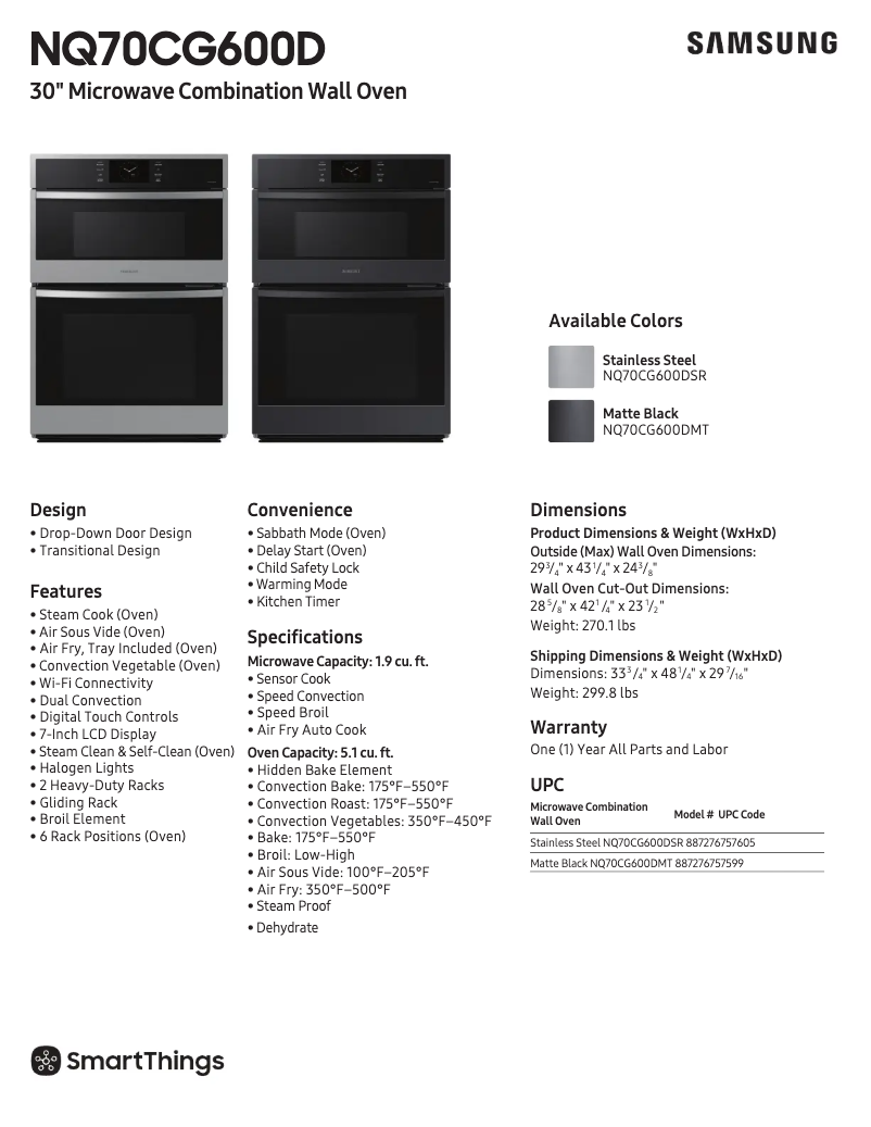 First page image of the manual for NQ70CG600DMT
