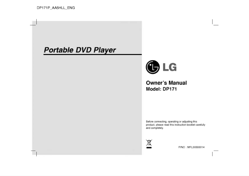 First page image of the manual for DP171P