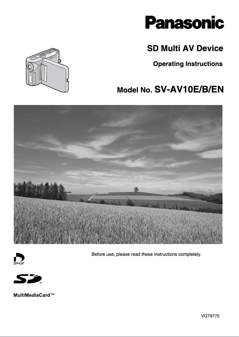 First page image of the manual for SV-AV10E
