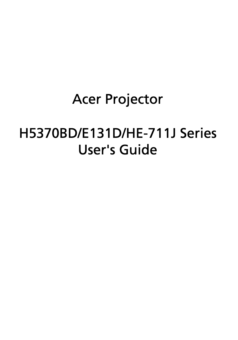 First page image of the manual for H5370BD