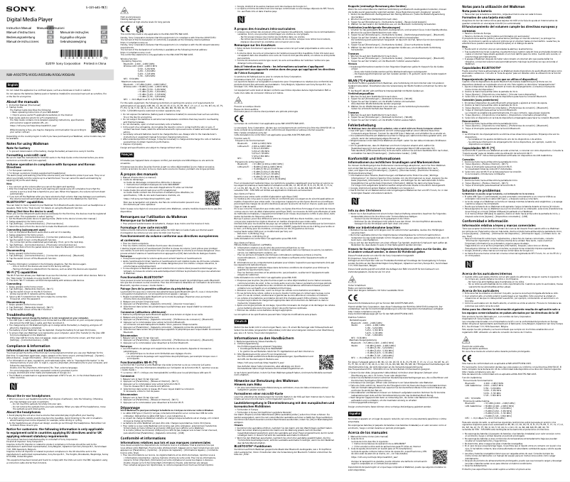 First page image of the manual for NW-A105HN