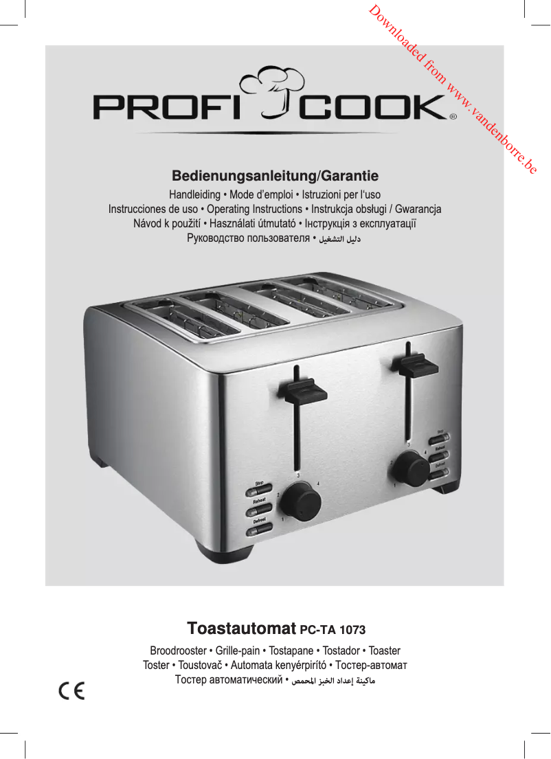 Page 1 de la notice Fiche technique ProfiCook PC-TA 1073