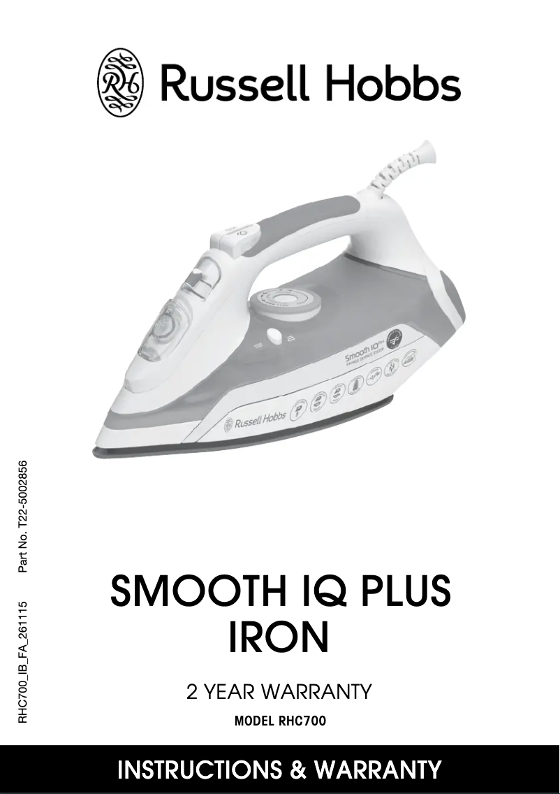 First page image of the manual for Smooth IQ Plus RHC700