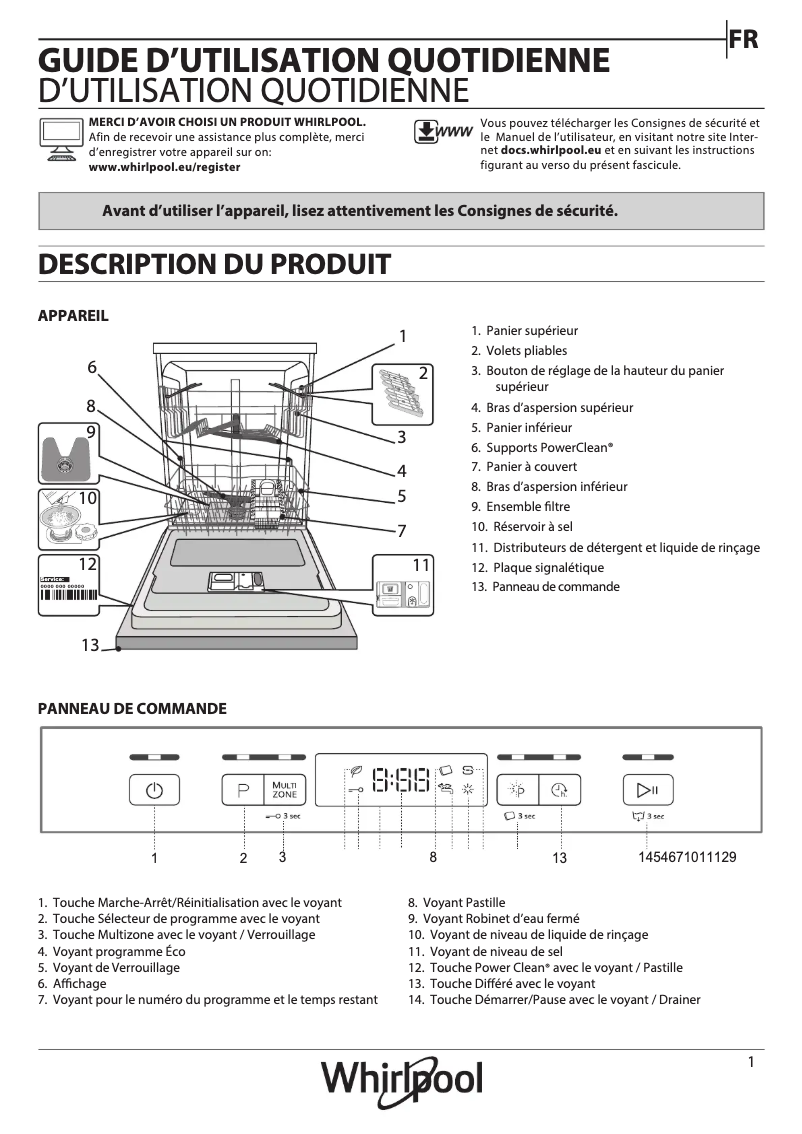 Page 1 of the manual User Manual Whirlpool WFC 3C26 P