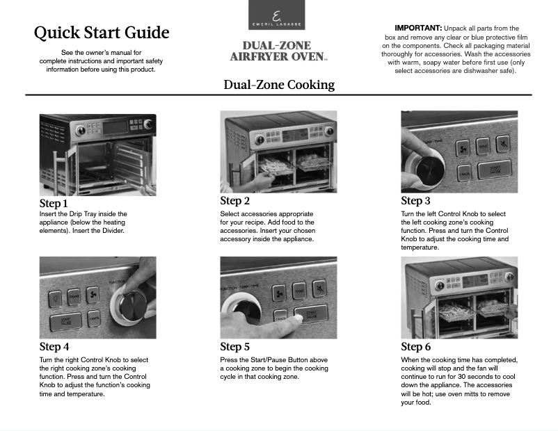 First page image of the manual for Dual-Zone AirFryer Oven DZEL24-02