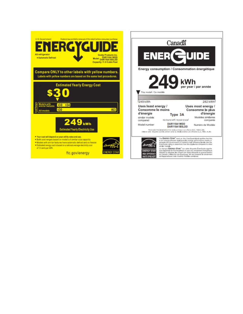 Page 1 of the manual Energy Label Danby DAR110A1BSLDD