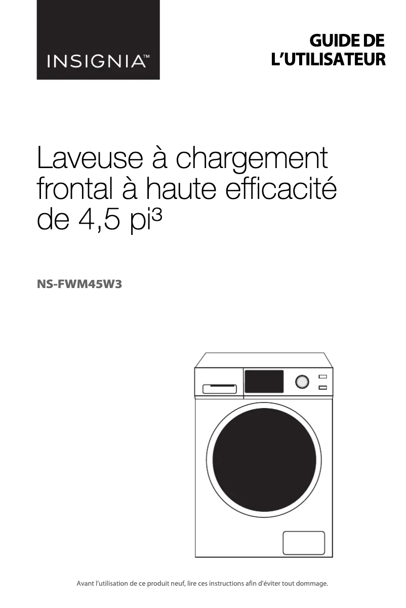 First page image of the manual for NS-FWM45W3