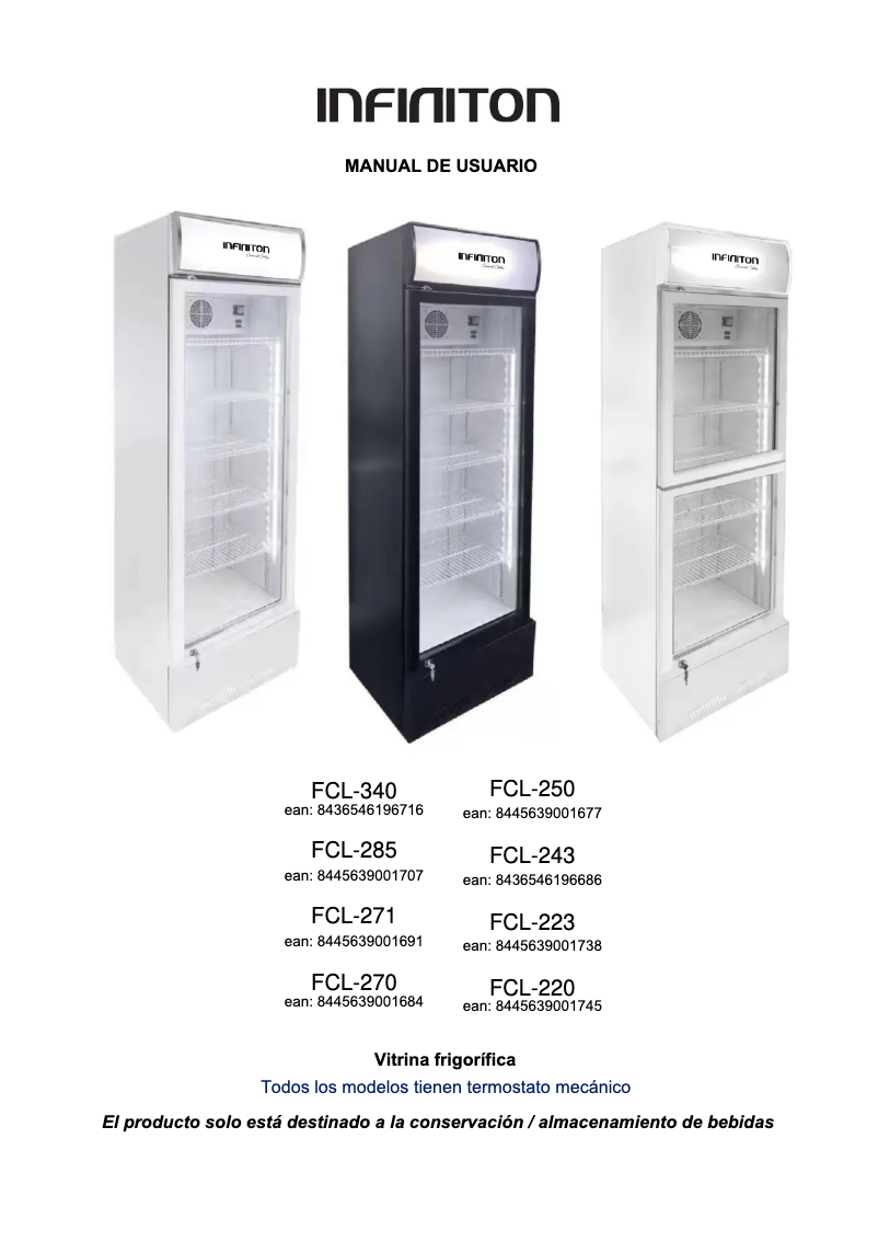 First page image of the manual for FCL-250