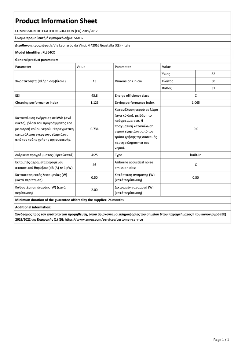 First page image of the manual for PL364CX