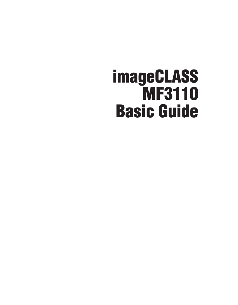 Page 1 of the manual User Manual Canon imageCLASS MF3111