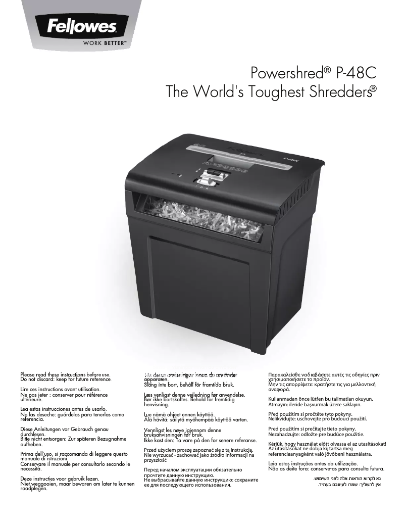 First page image of the manual for Powershred P-48C