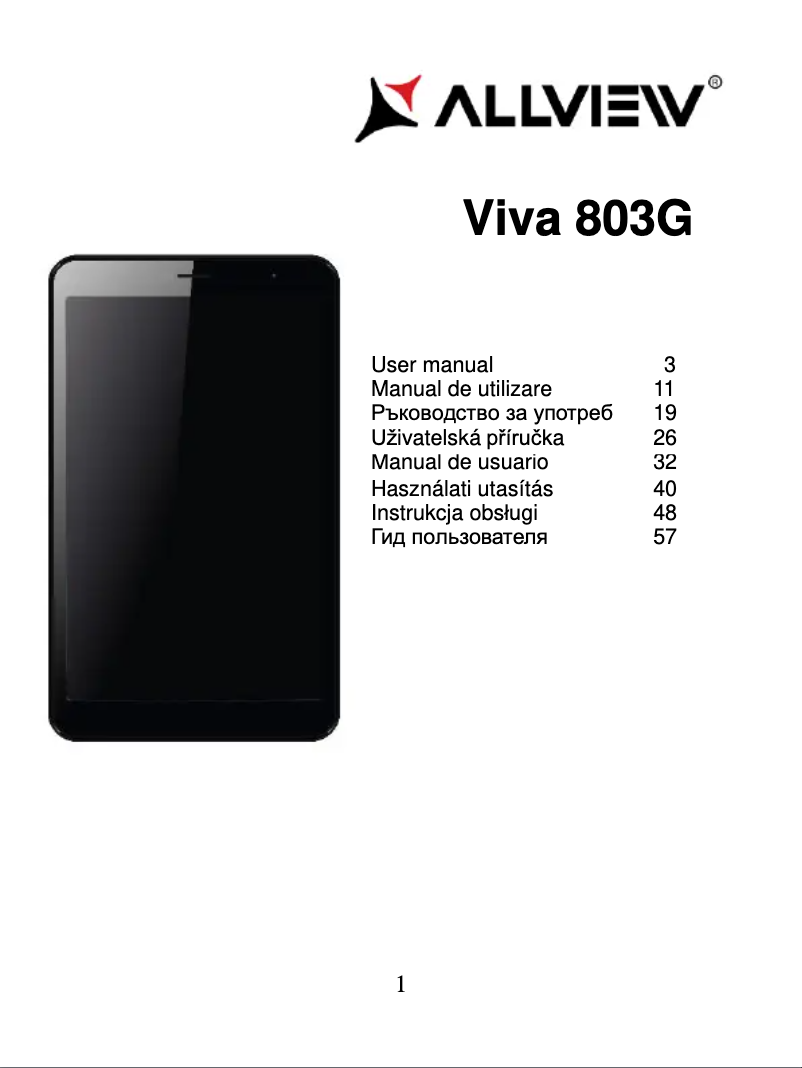 First page image of the manual for Viva 803G