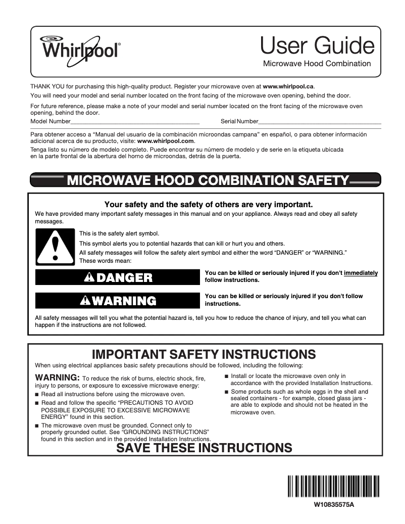 First page image of the manual for YWMH31017AB
