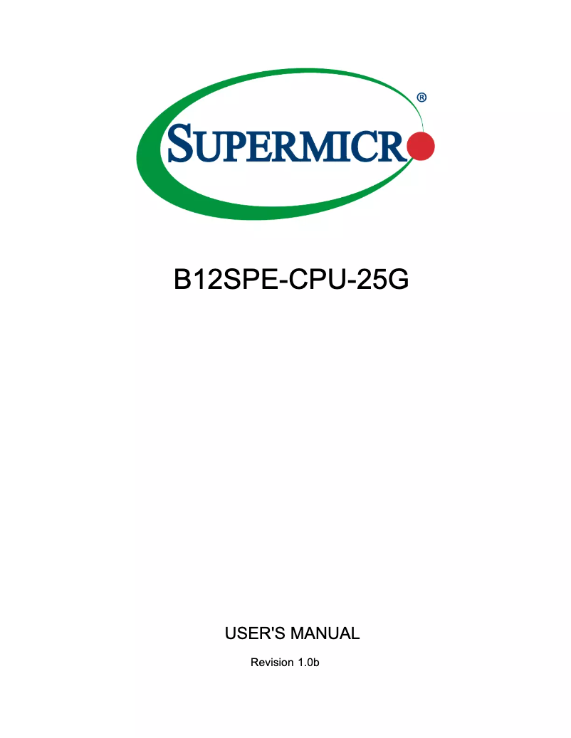 First page image of the manual for B12SPE-CPU-25G