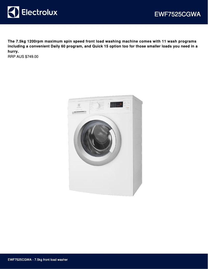 First page image of the manual for EWF7525CGWA