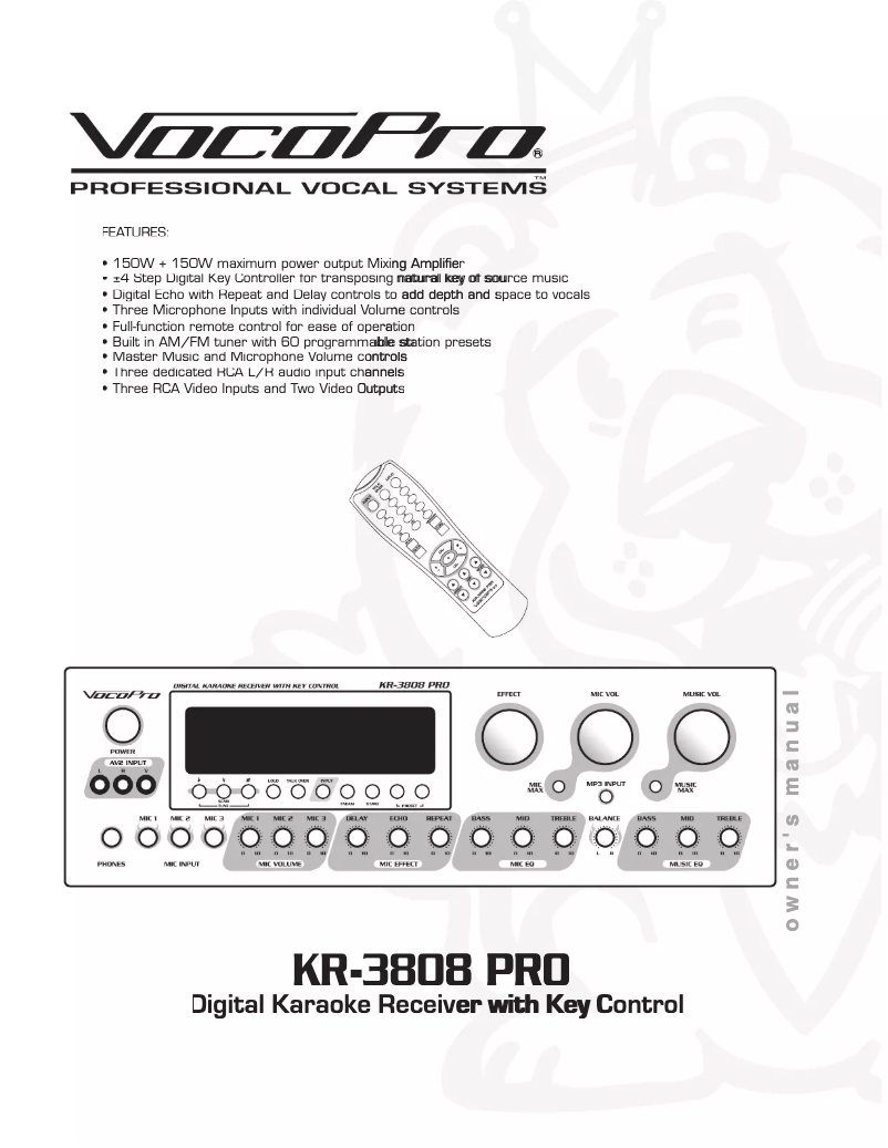 Page 1 of the manual User Manual Vocopro KR-3808