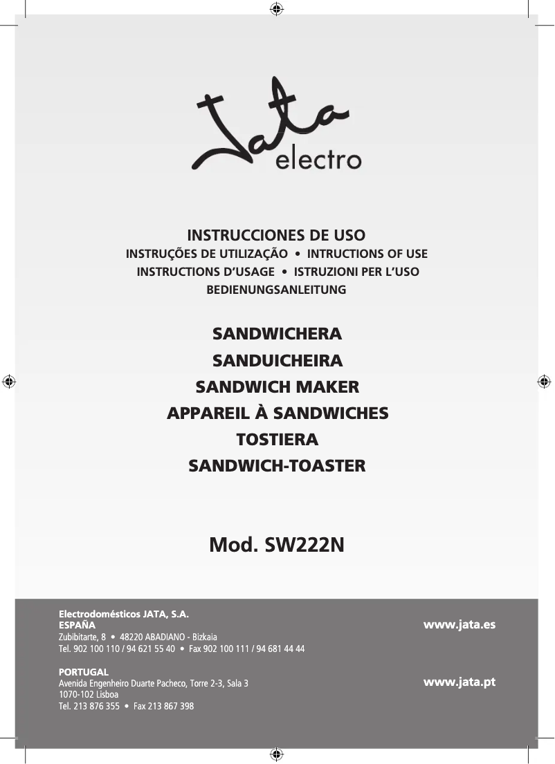 First page image of the manual for SW222N