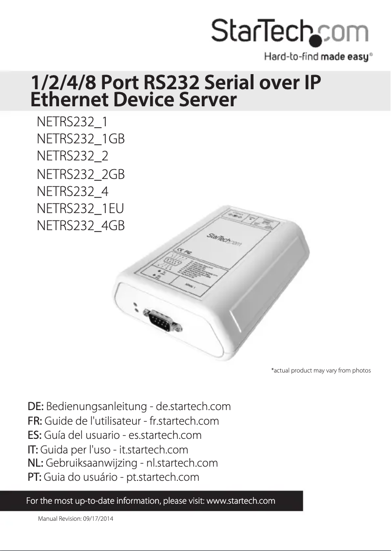 Page 1 of the manual User Manual StarTech.com NETRS232_1GB