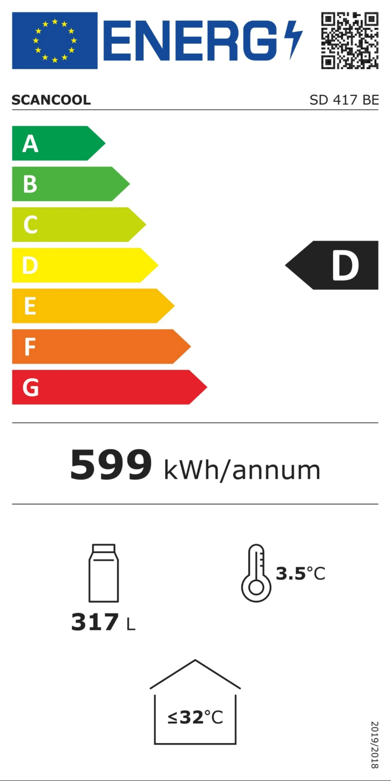 Page 1 of the manual Energy Label Scancool SD 417 BE