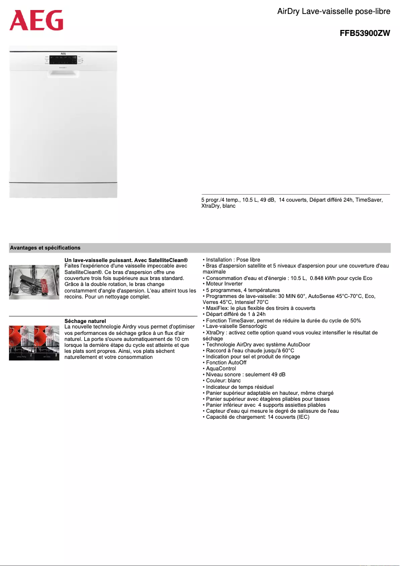 First page image of the manual for FFB53900ZW