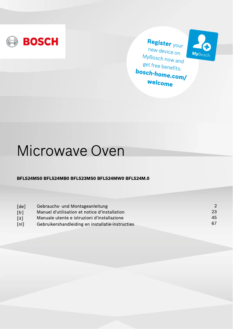 First page image of the manual for BFL524MW0