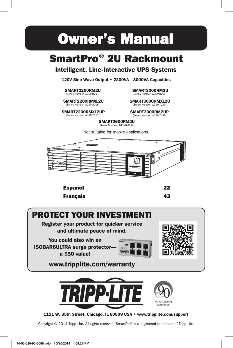 First page image of the manual for SmartPro SMART3000RM2U