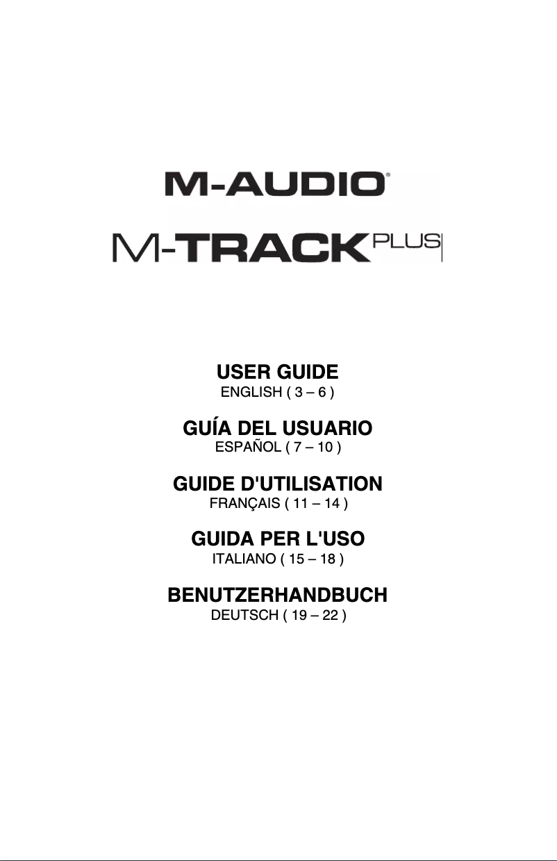 First page image of the manual for M-Track Plus