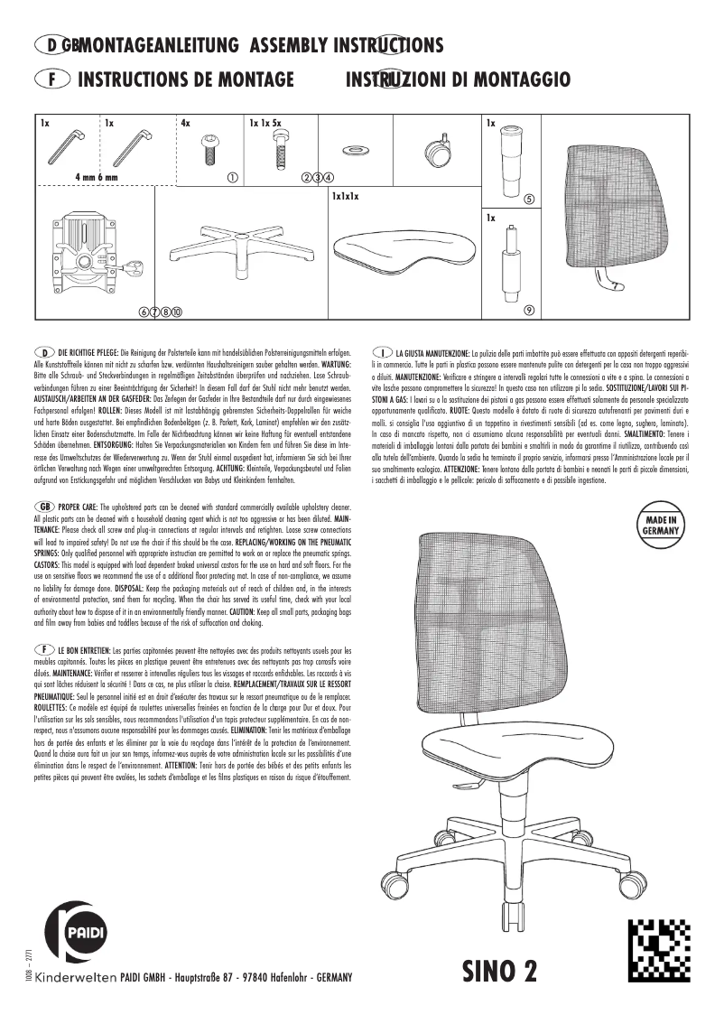 First page image of the manual for Sino 2