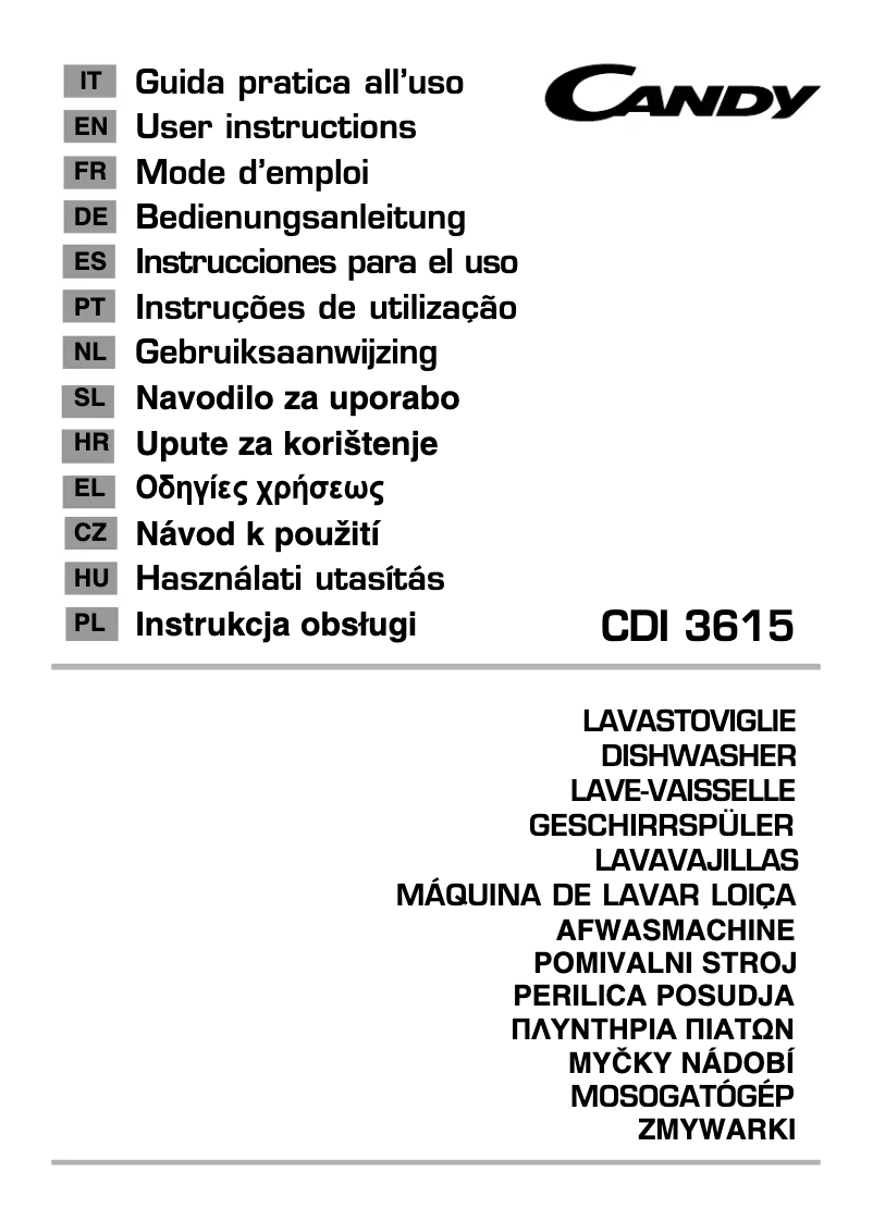 Page 1 of the manual User Manual Candy CDI 3615