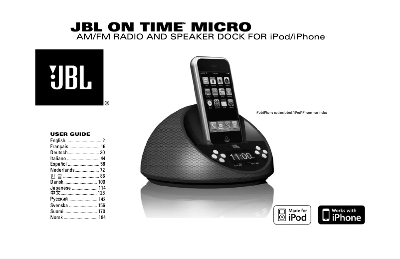 Page 1 of the manual User Manual JBL On Time Micro