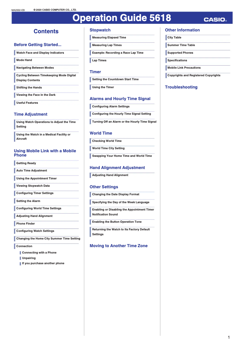 Page 1 of the manual User Manual Casio Edifice ECB-10P-1AEF