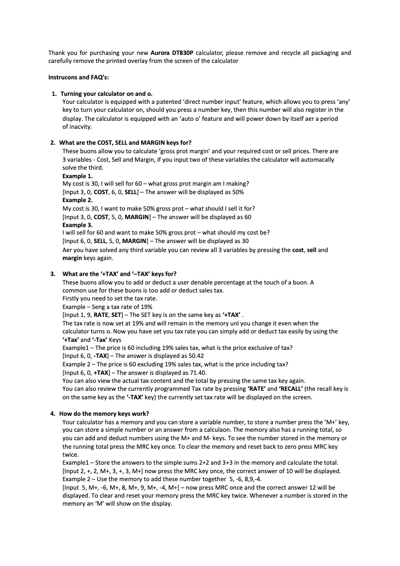 First page image of the manual for DT830P