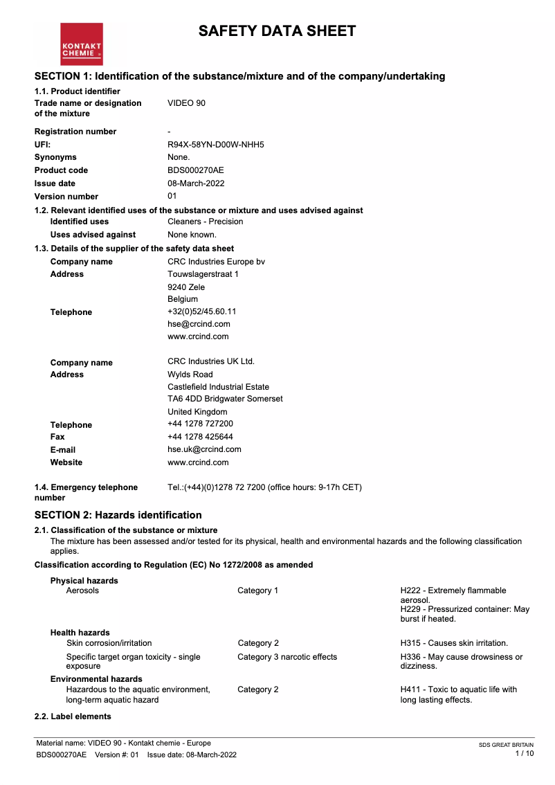 First page image of the manual for VIDEO 90