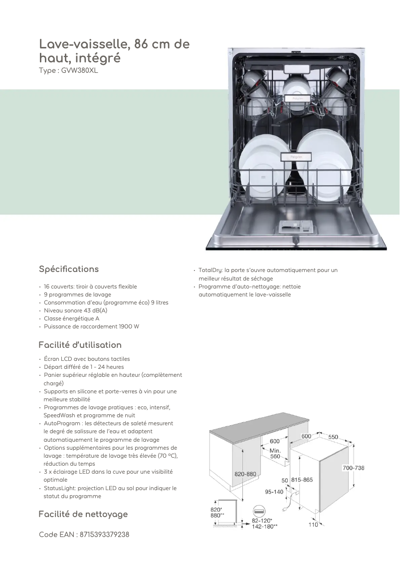 First page image of the manual for GVW380XL