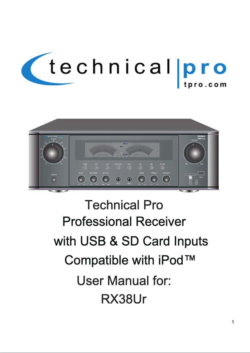 First page image of the manual for RX38UR