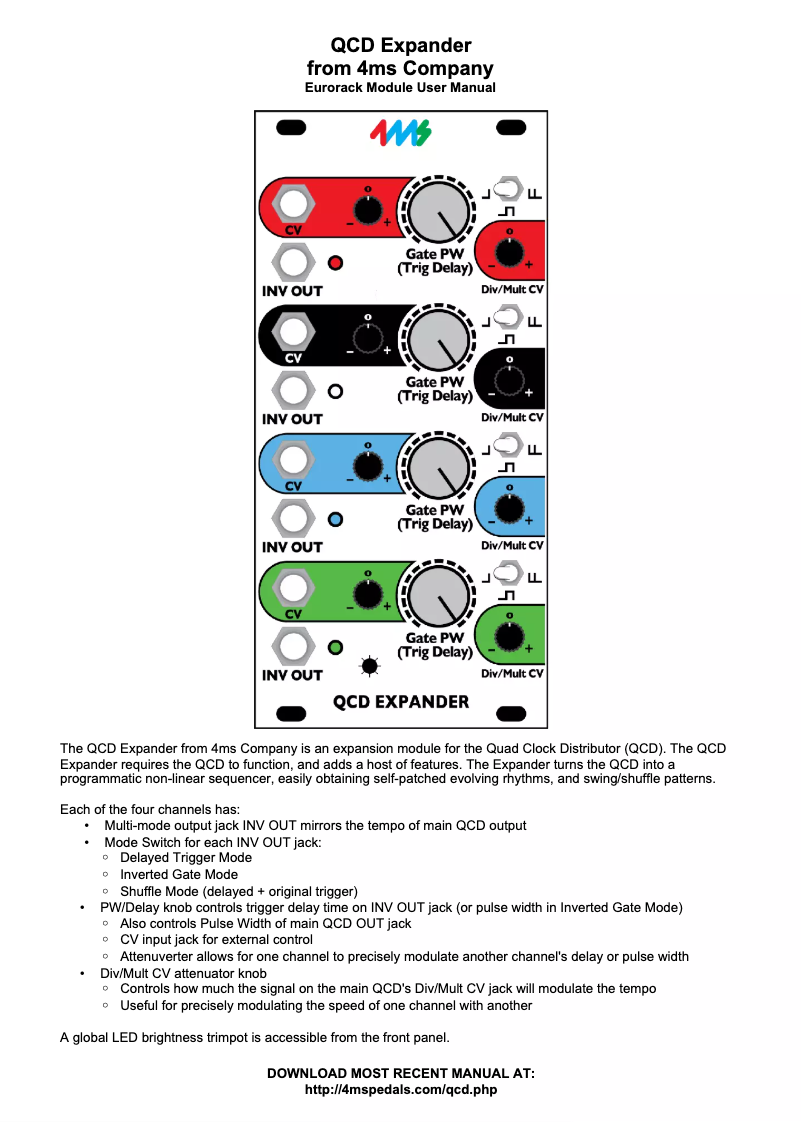 First page image of the manual for QCD Expander Company