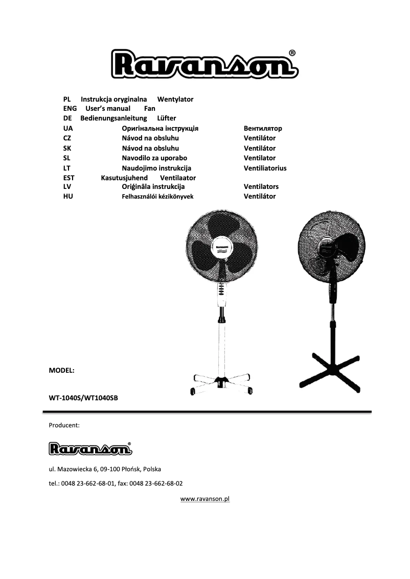 First page image of the manual for WT-1040S