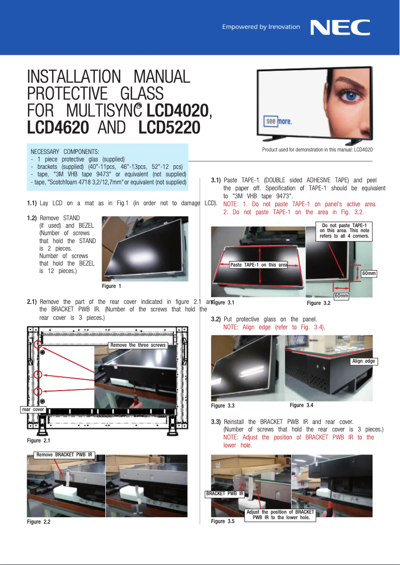 Page 1 of the manual User Manual NEC MultiSync LCD4620