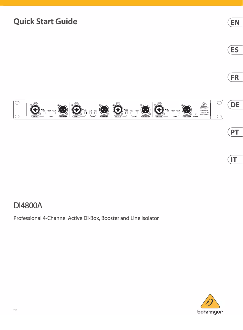 Page 1 of the manual User Manual Behringer DI4800A