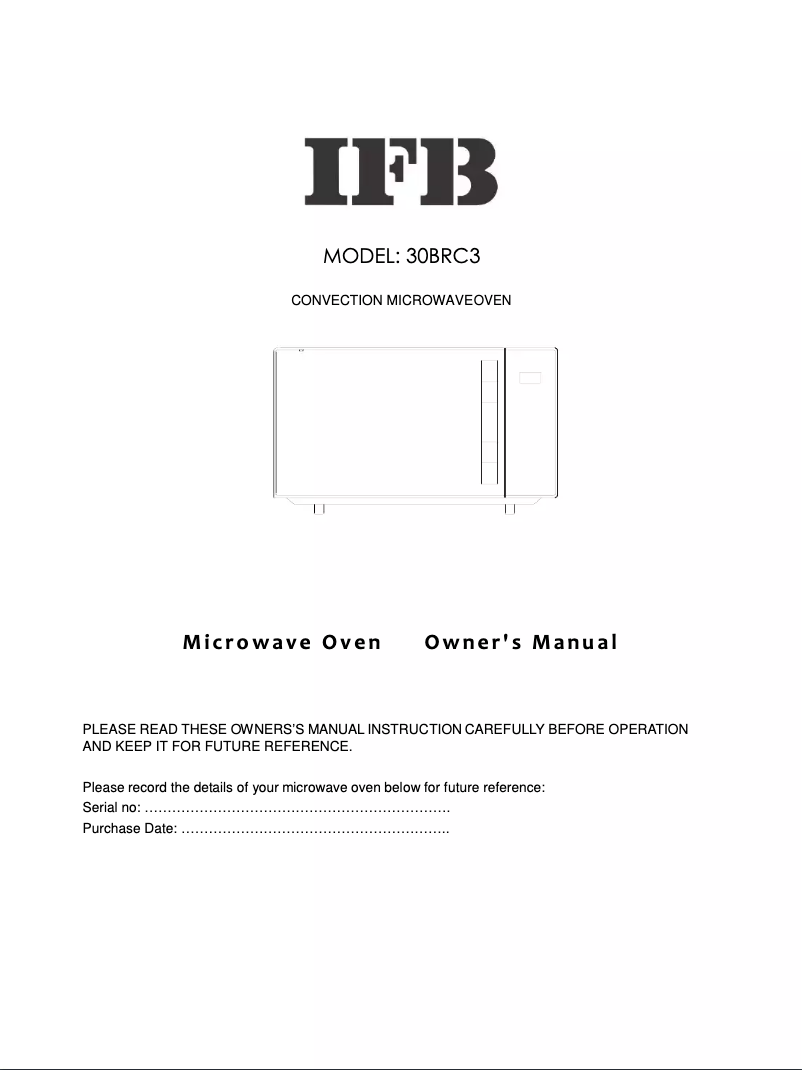 Page 1 of the manual User Manual IFB 30BRC3