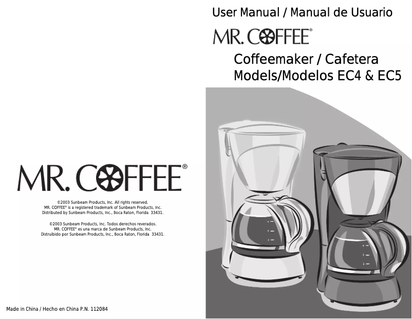 Page 1 of the manual User Manual Mr. Coffee EC4