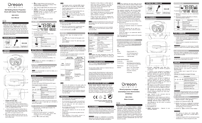 Page 1 of the manual User Manual Oregon Scientific RM313PNA