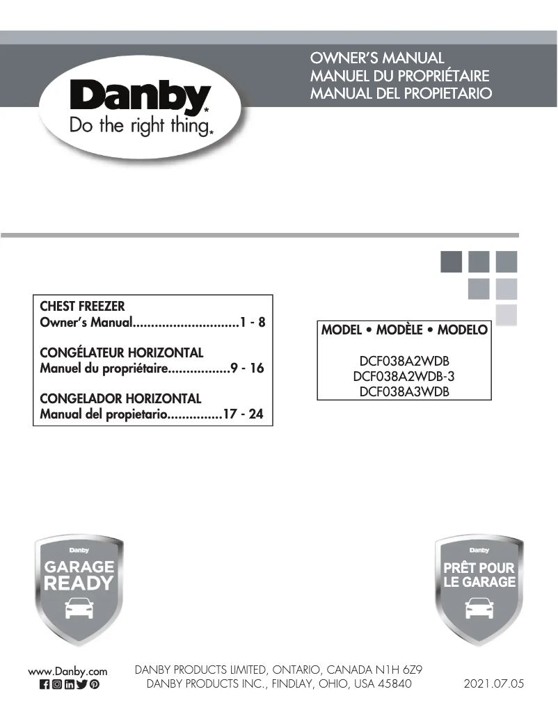 Page 1 of the manual User Manual Danby DCF038A3WDB