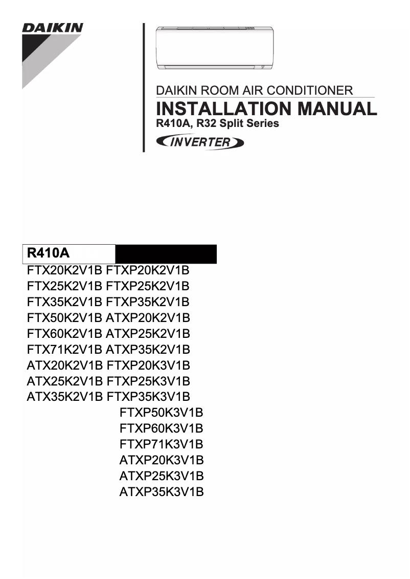 First page image of the manual for ATXP20K3V1B