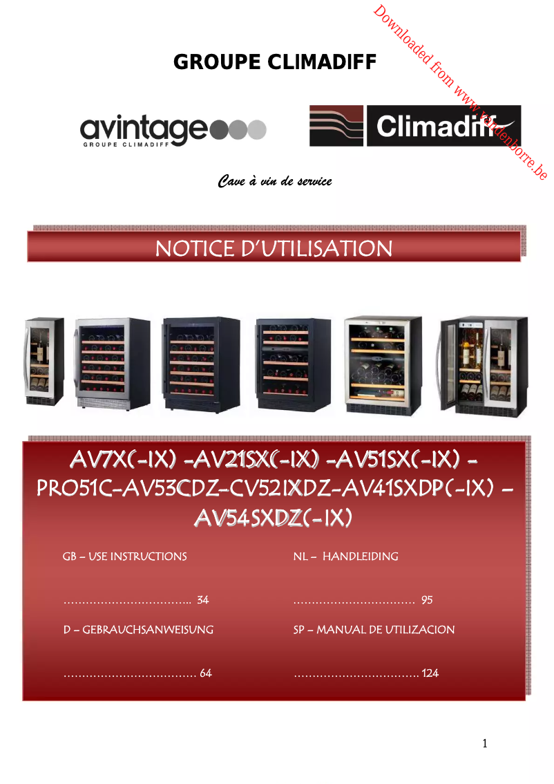 First page image of the manual for CV52IXDZ