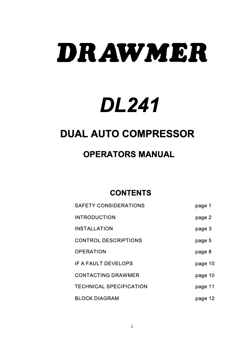 First page image of the manual for DL241
