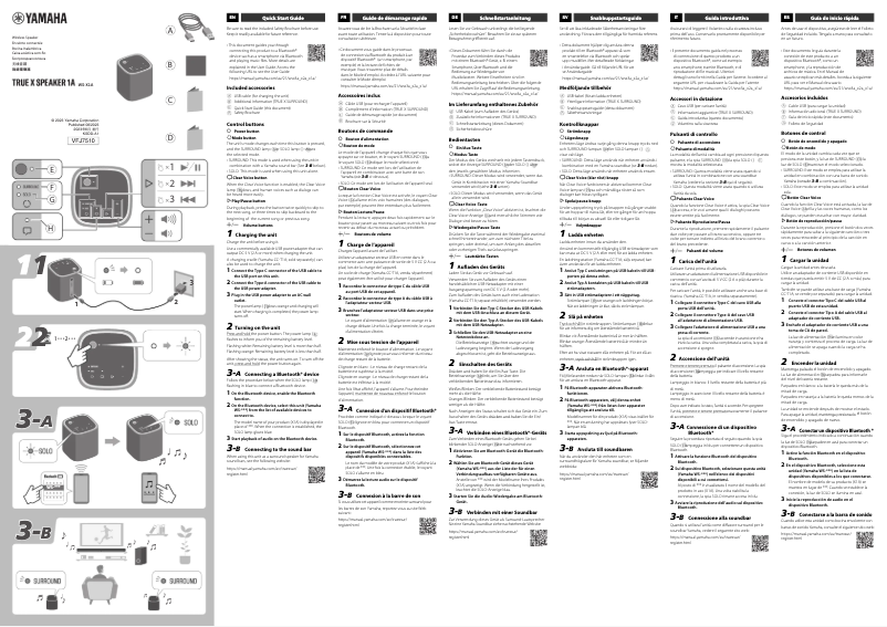 Page 1 of the manual Quick Start Guide Yamaha True X Speaker 1A WS-X1A