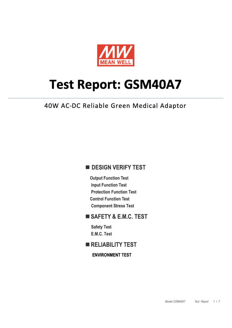 First page image of the manual for GSM40A07-P1J